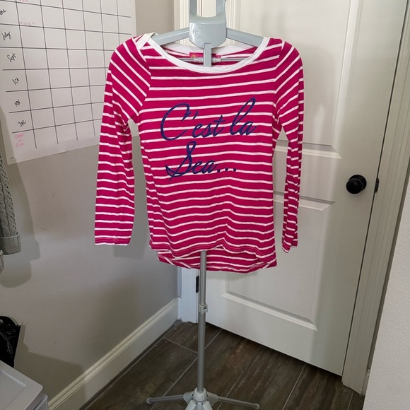 Macbeth Collection by Margaret Josephs Pink and White Striped Blouse - Picture 1 of 10